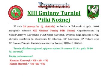 XIII Gminny Turniej Piłki Nożnej